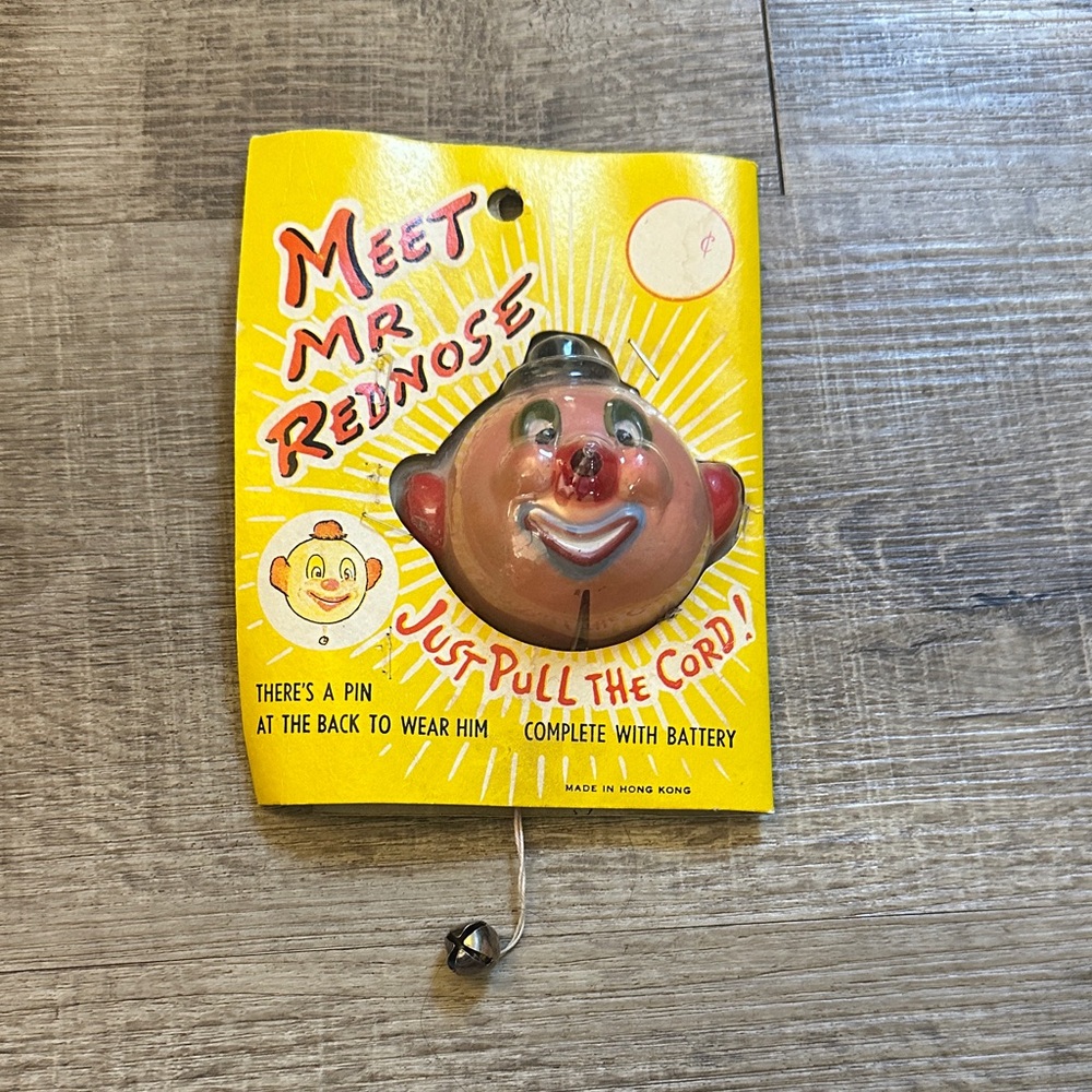 Vintage Mr. Rednose Toy with Pull Cord